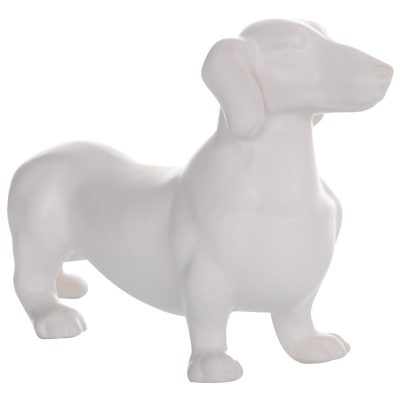 Figura Decorativa Perro Dachshund Blanco